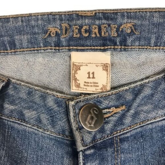 Decree Women Blue Denim 34x31 Bootcut Distressed Ripped Jeans Size 11 - Picture 7 of 12